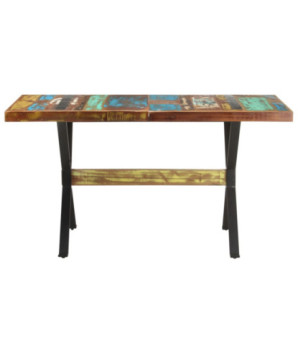 Masă de bucătărie, 140 x 70 x 76 cm, lemn reciclat, cu aspect industrial - WOODBB257