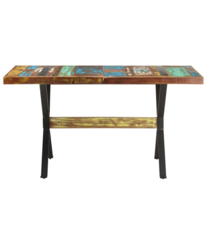 Masă de bucătărie, 140 x 70 x 76 cm, lemn reciclat, cu aspect industrial - WOODBB257