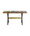 Masă de bucătărie, 140 x 70 x 76 cm, lemn reciclat, cu aspect industrial - WOODBB257 Masă de bucătărie, 140 x 70 x 76 cm, lemn reciclat, cu aspect industrial - WOODBB257