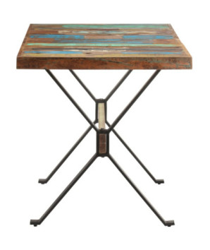 Masă de bucătărie, 140 x 70 x 76 cm, lemn reciclat, cu aspect industrial - WOODBB257