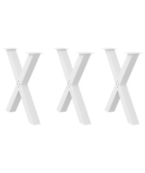 Picioare de masă în formă de X, 3 buc., alb, 80x(72-73) cm, oțel - WOODBB2403
