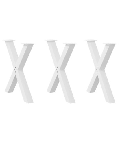 Picioare de masă în formă de X, 3 buc., alb, 80x(72-73) cm, oțel - WOODBB2403