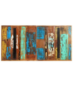 Masă de bucătărie, 140 x 70 x 76 cm, lemn reciclat, cu aspect industrial - WOODBB257