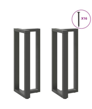 Picioare de masă de bar în formă de T, 2 buc., antracit, 50x35x(100-101) cm, oțel - WOODBB2405
