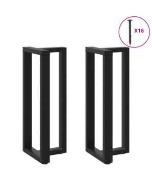Picioare de masă de bar în formă de T, 2 buc., negru, 40x35x(100-101) cm, oțel - WOODBB2406
