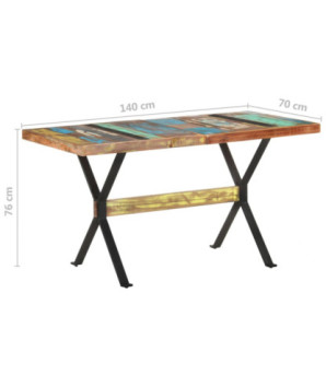 Masă de bucătărie, 140 x 70 x 76 cm, lemn reciclat, cu aspect industrial - WOODBB257