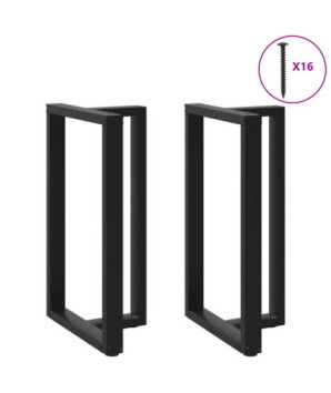 Picioare de masă de bar în formă de T, 2 buc., negru, 60x35x(100-101) cm, oțel - WOODBB2407