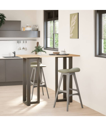 Picioare de masă de bar în formă de T, 2 buc., negru, 50x35x(110-111) cm, oțel - WOODBB2408
