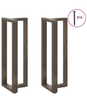 Picioare de masă de bar în formă de T, 2 buc., negru, 50x35x(110-111) cm, oțel - WOODBB2408