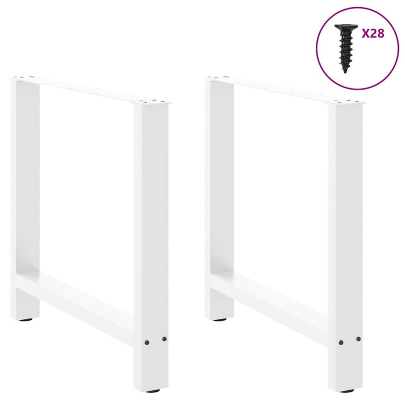Picioare masă de sufragerie albe, 2 buc., 70x(72-73) cm, oțel - WOODBB2411