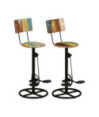 Scaune masă bar multicolor vintage, din lemn masiv reciclat, cu spătar, 2 buc. Scaune masă bar multicolor vintage, din lemn masiv reciclat, cu spătar, 2 buc.