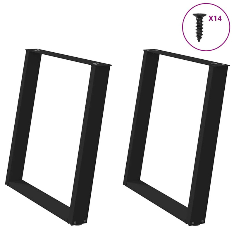 Picioare de masă în formă de U, 2 buc., negru, 70x(72-73) cm, oțel - WOODBB2430 Picioare de masă în formă de U, 2 buc., negru, 70x(72-73) cm, oțel - WOODBB2430