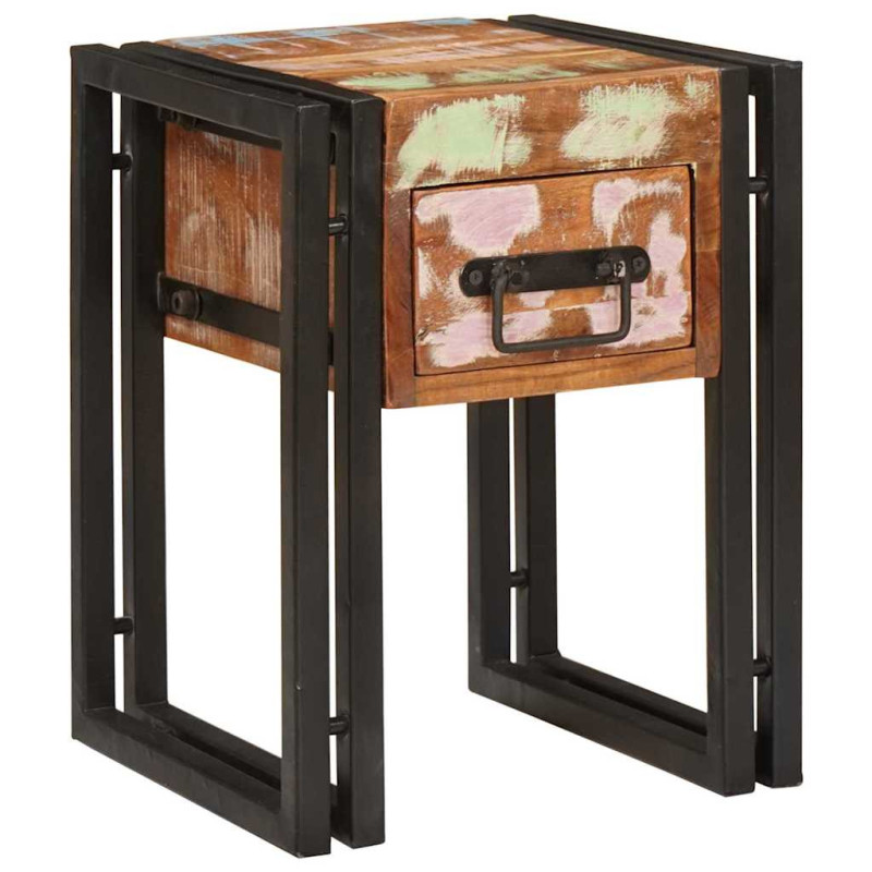 Măsuță laterală 30 x 30 x 40 cm Lemn reciclat solid și metal, cu aspect rustic, cu aspect industrial - WOODBB2432 Măsuță laterală 30 x 30 x 40 cm Lemn reciclat solid și metal, cu aspect rustic, cu aspect industrial - WOODBB2432