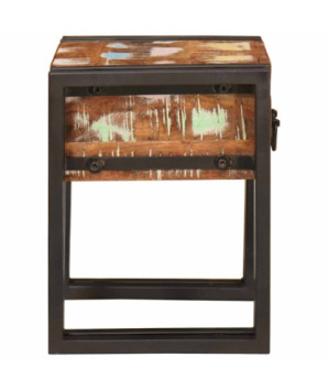 Măsuță laterală 30 x 30 x 40 cm Lemn reciclat solid și metal, cu aspect rustic, cu aspect industrial - WOODBB2432