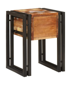 Măsuță laterală 30 x 30 x 40 cm Lemn reciclat solid și metal, cu aspect rustic, cu aspect industrial - WOODBB2432