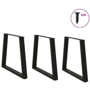 Picioare de masă în formă de V, 3 buc., negru, 80x(72-73,3) cm, oțel - WOODBB2466