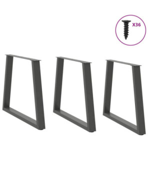 Picioare de masă în formă de V, 3 buc., antracit, 80x(72-73,3) cm, oțel - WOODBB2467