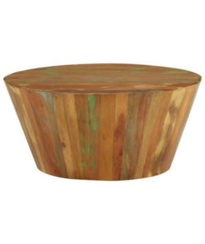 Măsuță cafea clasică, din lemn masiv reciclat, rotunda, joasă, Ø65x31 cm, handmade