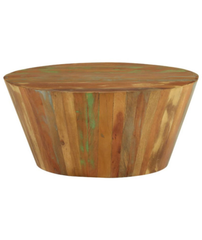 Măsuță cafea clasică, din lemn masiv reciclat, rotunda, joasă, Ø65x31 cm, handmade