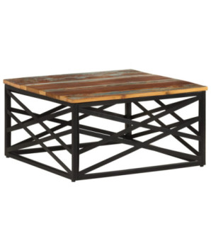 Măsuță cafea industrială, din lemn masiv reciclat, pătrată, 68x68x35 cm, handmade
