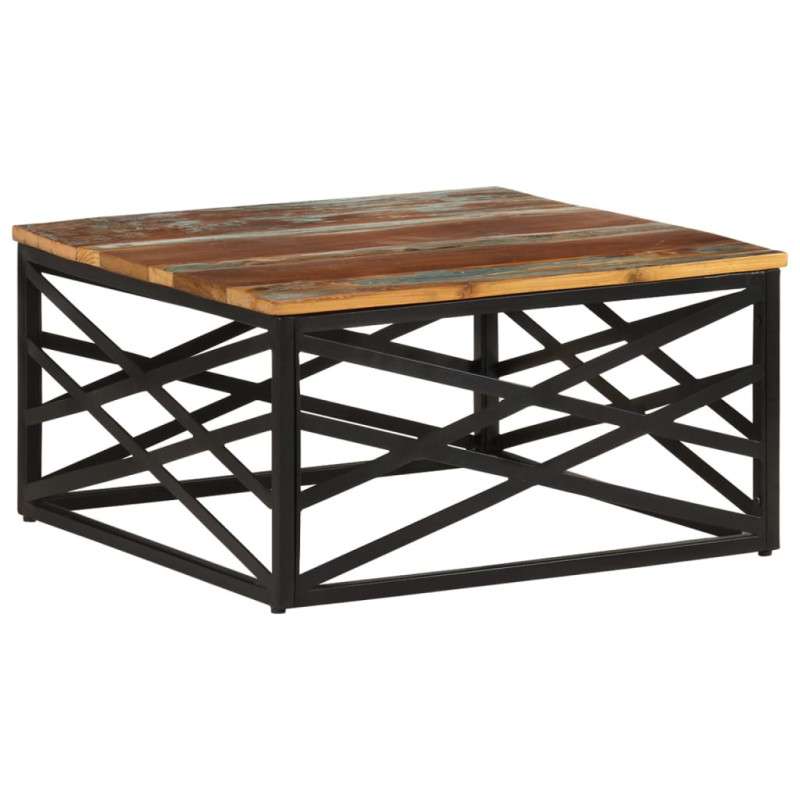 Măsuță cafea industrială, din lemn masiv reciclat, pătrată, 68x68x35 cm, handmade Măsuță cafea industrială, din lemn masiv reciclat, pătrată, 68x68x35 cm, handmade