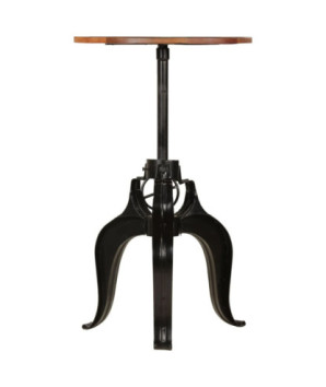 Masă rotundă reglabilă, din lemn masiv reciclat, 60 x (76-110) cm