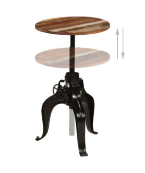 Masă rotundă reglabilă, din lemn masiv reciclat, 60 x (76-110) cm