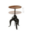 Masă rotundă reglabilă, din lemn masiv reciclat, 60 x (76-110) cm Masă rotundă reglabilă, din lemn masiv reciclat, 60 x (76-110) cm