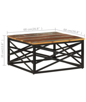 Măsuță cafea industrială, din lemn masiv reciclat, pătrată, 68x68x35 cm, handmade