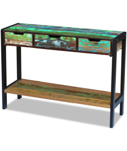 Servantă cu 3 sertare, lemn reciclat, cu aspect vintage - WOODBB277