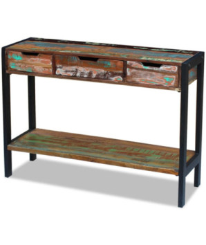 Servantă cu 3 sertare, lemn reciclat, cu aspect vintage - WOODBB277