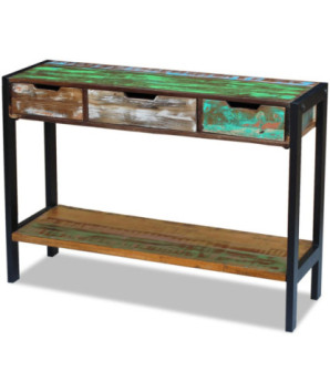 Servantă cu 3 sertare, lemn reciclat, cu aspect vintage - WOODBB277