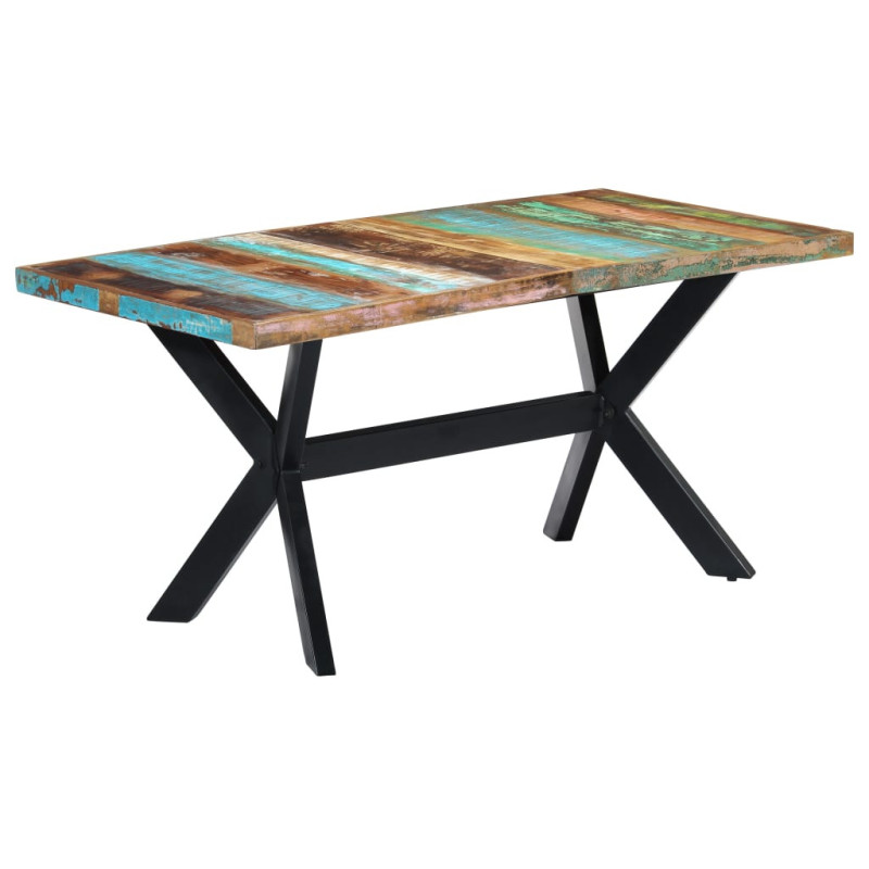 Masă de bucătărie, 160 x 80 x 75 cm, lemn reciclat, cu aspect industrial - WOODBB280