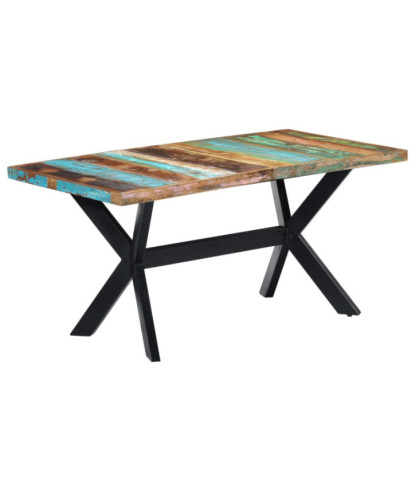 Masă de bucătărie, 160 x 80 x 75 cm, lemn reciclat, cu aspect industrial - WOODBB280