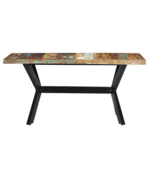Masă de bucătărie, 160 x 80 x 75 cm, lemn reciclat, cu aspect industrial - WOODBB280