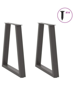 Picioare de masă în formă de V, 2 buc., antracit, 50x(72-73,3) cm, oțel - WOODBB2641