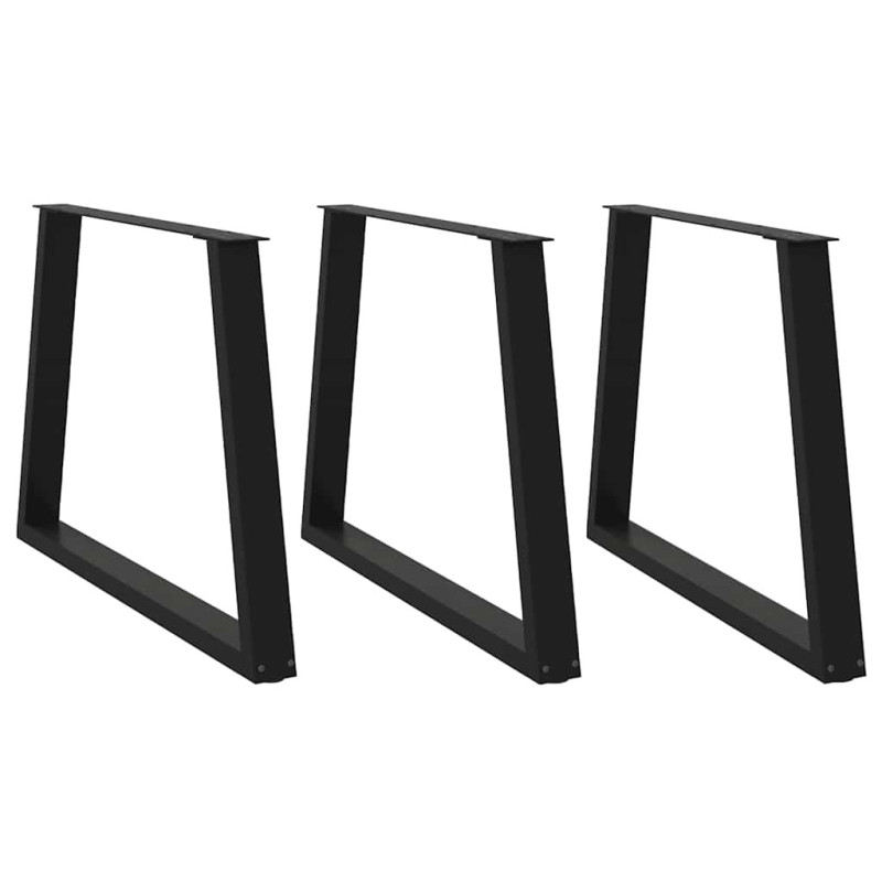 Picioare de masă în formă de V, 3 buc., negru, 90x (72-73,3) cm, oțel - WOODBB2645