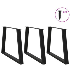 Picioare de masă în formă de V, 3 buc., negru, 90x (72-73,3) cm, oțel - WOODBB2645