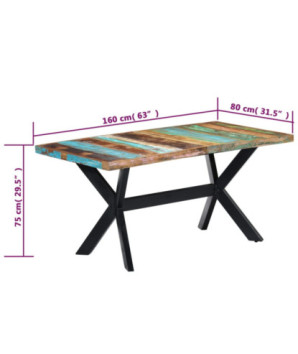 Masă de bucătărie, 160 x 80 x 75 cm, lemn reciclat, cu aspect industrial - WOODBB280