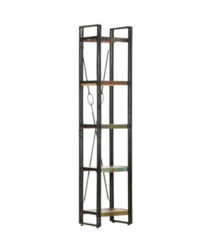 Bibliotecă cu aspect industrial, din lemn masiv reciclat, cu 5 rafturi, 40x30x180 cm, handmade
