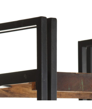Bibliotecă cu aspect industrial, din lemn masiv reciclat, cu 5 rafturi, 40x30x180 cm, handmade