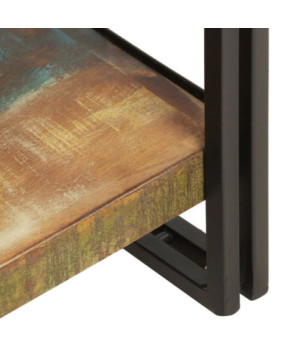 Bibliotecă cu aspect industrial, din lemn masiv reciclat, cu 5 rafturi, 40x30x180 cm, handmade