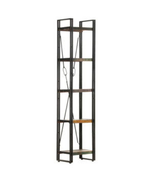 Bibliotecă cu aspect industrial, din lemn masiv reciclat, cu 5 rafturi, 40x30x180 cm, handmade