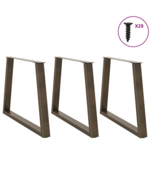 Picioare de masă în formă de V, 3 buc., oțel natural, 90 x (72-73,3) cm - WOODBB2667