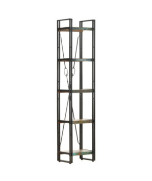 Bibliotecă cu aspect industrial, din lemn masiv reciclat, cu 5 rafturi, 40x30x180 cm, handmade
