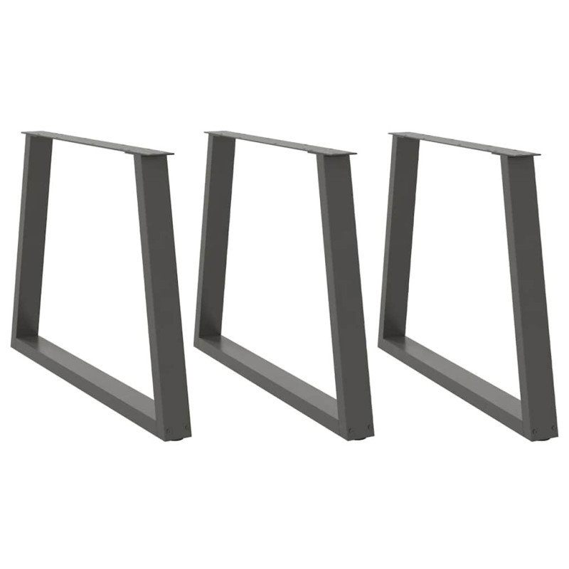 Picioare de masă în formă de V, 3 buc., antracit, 100x(72-73,3) cm, oțel - WOODBB2669