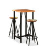Set de bar, 3 piese, lemn masiv de acacia și lemn reciclat, cu aspect industrial - WOODBB283 Set de bar, 3 piese, lemn masiv de acacia și lemn reciclat, cu aspect industrial - WOODBB283