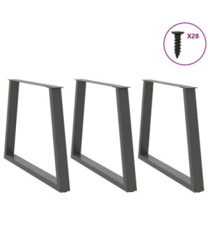 Picioare de masă în formă de V, 3 buc., antracit, 100x(72-73,3) cm, oțel - WOODBB2669