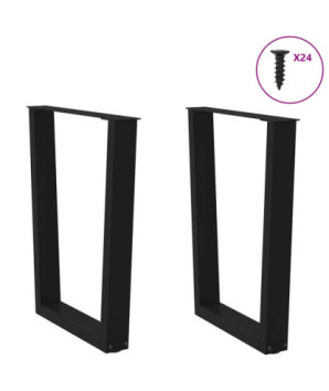 Picioare de masă în formă de V, 2 buc., negru, 60 x (72-73,3) cm, oțel - WOODBB2671