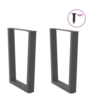 Picioare de masă în formă de V, 2 buc., antracit, 60x(72-73,3) cm, oțel - WOODBB2673